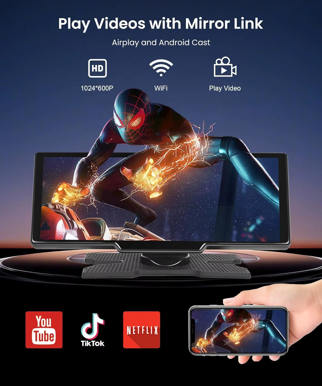 DashLink 10.26" Smart Car Display – Wireless CarPlay & Android Auto